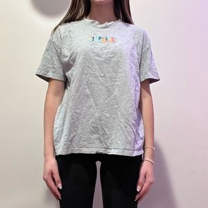 Grey oversized gym shark workout tee shirt